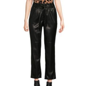 Calvin Klein Paperbag Faux Leather Ankle Pants